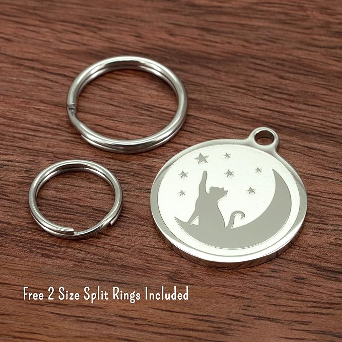 Ultra Joys Engraved Cat Name Tags Personalized - Stainless Steel Name Tag Pet Identification - Small Dog ID Tags Personalized for up to 4 Lines of Text - Pet ID Tags for Cat Collar - Fish Bone