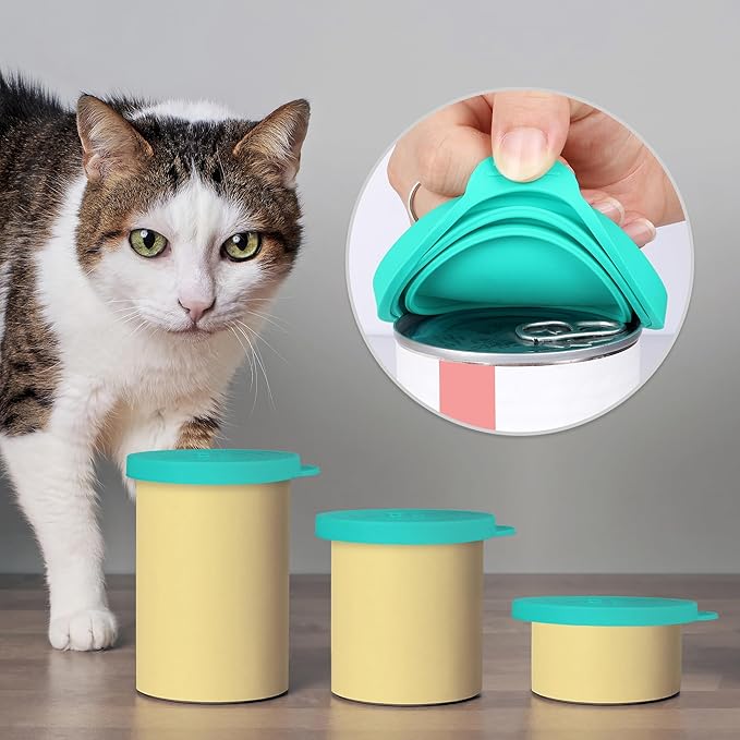 Silicone Pet Food Can Covers - Airtight Lids for Dog & Cat Wet Food Storage, Bone Appetit Food Savers for Freshness (Aqua Saltwater 2 Pack)