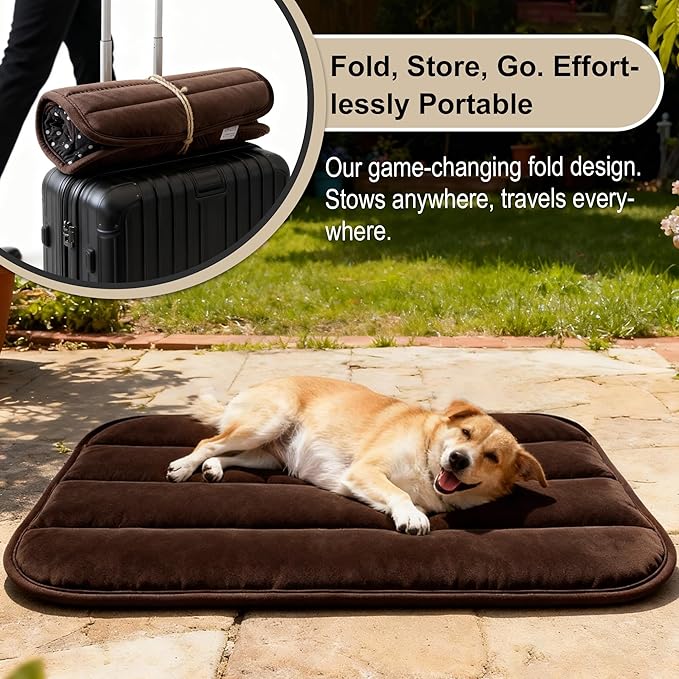 Dog Crate Pad, Ultra Soft & Anti-Slip Kennel Mat, Secure Fit for Metal Crates & Dog Cages, Washable Cozy Bed for Small Medium Large Dogs (Dark Brown, M(28"*16"*1.5"))