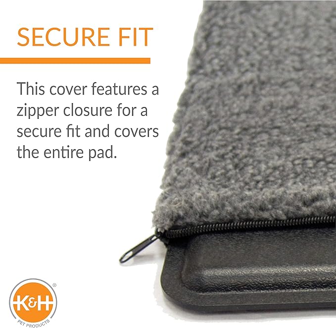 K&H Pet Products Extreme Weather Kitty Pad / Small Lectro-Kennel Outdoor Heated Pad Replacement Cover, Zipper Closure, Soft & Breathable - 18.5 X 12.5in Gray Fleece (Heated Pads Sold Separately)
