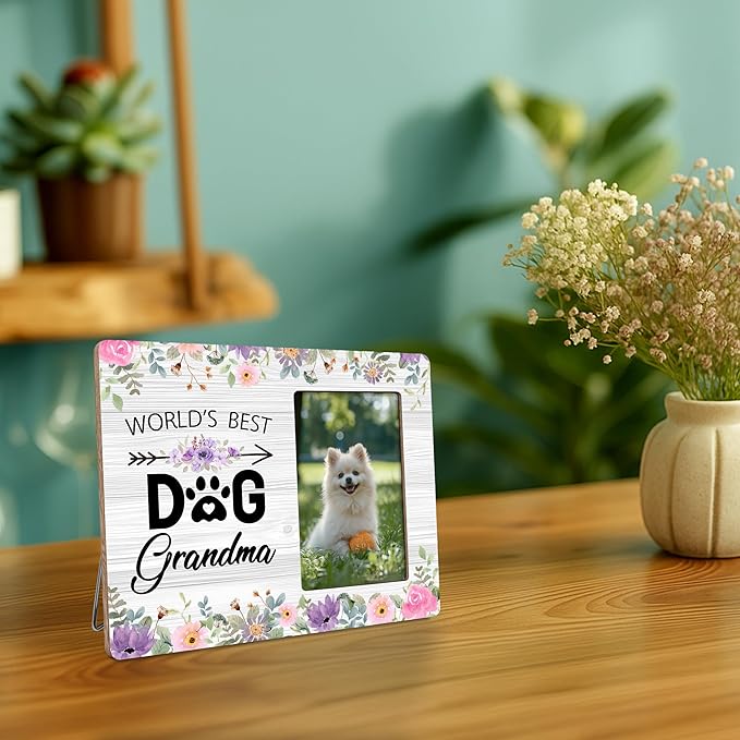Dog Grandma Picture Frame Gifts, Love Gift for Dog Grandmother, World’s Best Dogs Grandma Frames Fits 4x6 Photo
