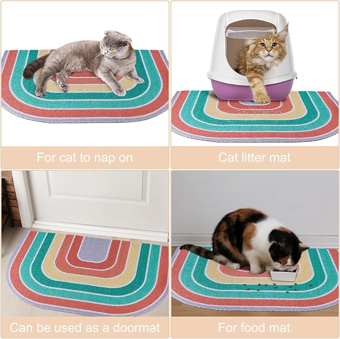 Unicorn Catcher Cat Litter Mat Quality Litter Box Mat Large Non-Slip Cat Litter Mat Litter Trapping Mat Soft Kitty Litter Mat Compatible Two Litter Boxes Cat Products Easy to Clean,Orange,L