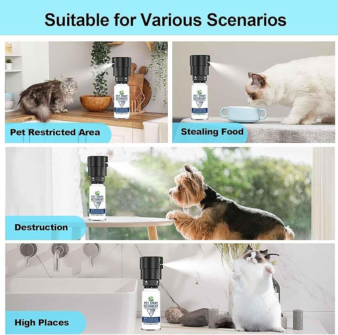 Cat Spray Deterrent System [2 Pack] Automatic Cat Deterrent Spray, Motion Activated System for Cats & Dogs Odorless Pet Deterrent, Senses Pets Up to 3 Feet Away, Friendly & Safe Pet Deterrent Spray