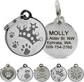 GoTags Designer Pet ID Tags in Stainless Steel for Dogs and Cats, Custom Engraved with 4 Lines of Personalized ID, Cute, Unique Pet Tags in Several Fun Designs