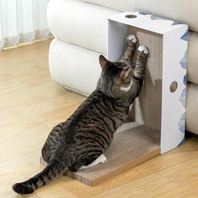 Conlun Cat Scratcher Box with 3-Layer Corrugated Pad, Heavy-Duty Double-Sided Cardboard Scratching Board & Bed, Checkered Design, for Cats, Large 2-Pack