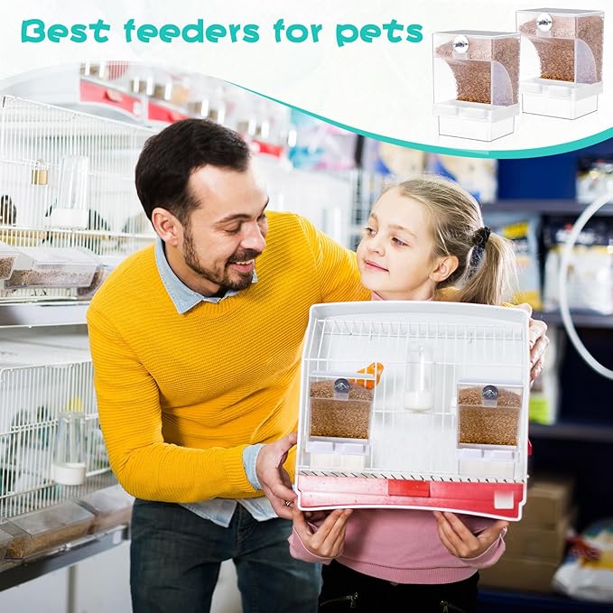 GlikCeil 8 Pcs No Mess Bird Feeder Parrot Automatic Feeder Bird Seed Container Water Dispenser for Parakeet Seed Food Container Cage Accessories for Canary Cockatiel Finch