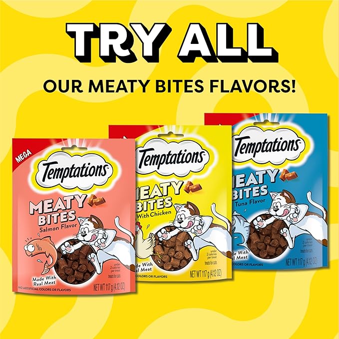 Temptations Meaty Bites Savory and Soft Cat Treats, Chicken Flavor, 4.12 oz. Pouch