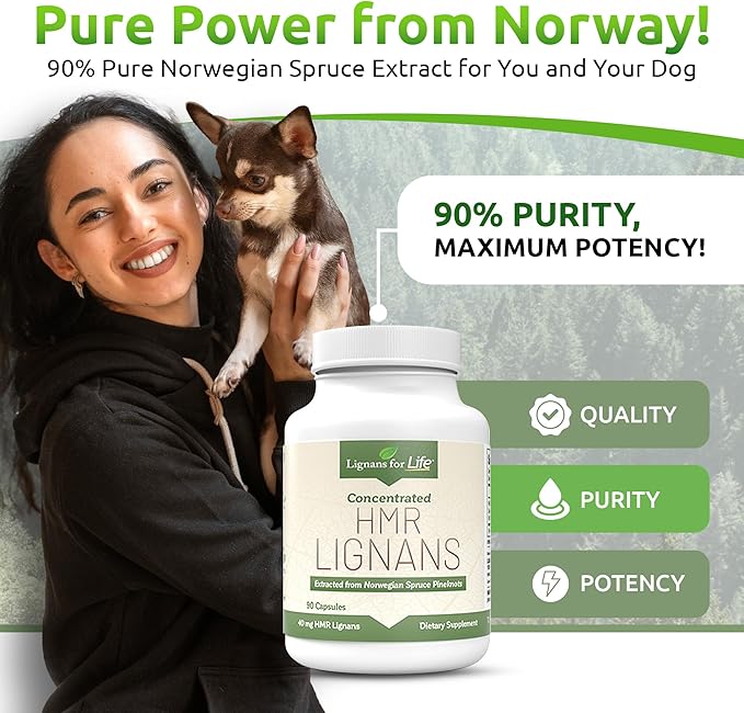 Lignans for Life HMR Lignans for Dogs I Vitamin for Healthy Pet | Wellness Supplement | Nutritional - 90 Capsules I 40mg