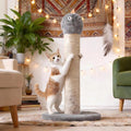 Scratching Post 22'', Cat Scratching Post for Indoor Kitty with Extra Wide 12" Stable Base, Scratching Post with Natural Sisal & Velvet Fabric for Small, Medium Cat, Grey