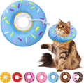 Seyezo Cat Cone Collar Soft,Adjustable Cat Recovery Collars Kitten Cones to Stop Licking, Cute Donut Neck Collar After Surgery, Elizabethan Kittens Protective Cones After Spay (Donut Blue, Large)