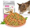 Catnip Cat Treats, Chicken & Salmon Flavor Crunchy Cat Biscuits, Fish-Shaped Training Snacks for Adult Cats, 16 oz