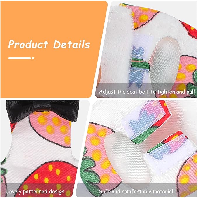 Cabilock Parrot Diaper and Flight Suit Washable Fabric Bird Clothes XL Creative Strawberry Pattern Pet Bird Diaper for Outdoor Flying and Training Random Color