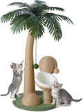 43 Inches Tall Cat Scratching Post for Large Cat, Coconut Tree Shaped Sisal Scratcher for Indoor Cat with Pompoms