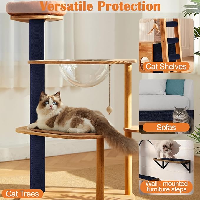 Cat Scratch Furniture Protector - 40" x 17" Trimmable Self-Adhesive Cats Claws Scratch Pads, DIY Cat Climbing Couch Protector for Scratch Post Cat Tree Replacement Indoor (Dark Blue)
