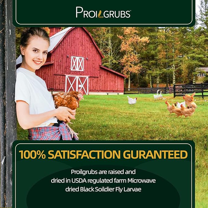 PROILGRUBS 10 LBS - Non-GMO-Worms for Chickens All Natural Dried Black Soldier Fly Larvae Treats, High Protein Worms for Chickens, Hens, Birds.