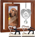 Rotating Wooden Picture Frame 4x6 Photo Pet Angel Wings Memorial Ornament Crystal Rainbow You Left Pawprints on My Heart, Dog Cat Bereavement Remembrance Gifts, In Loving Sympathy Pet Frame PR-4W