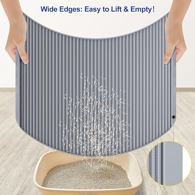 Silicone Cat Litter Mat - 31' x 23' Waterproof Large Kitty Mat, Non-Slip, Durable, Easy Clean & Washable Cat Litter Tray Mat for Scatter Control