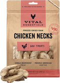 Vital Essentials Freeze Dried Raw Chicken Necks Dog Treats | Single Ingredient | Premium Quality | Grain Free Treats for Dogs, 9 oz Bag