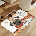 Chirstmas Dog Coffee Dog Cat Food Mat–Absorbent Waterproof Placemat for Food and Water Bowls, Non Slip Rubber Backing, Feeding Mat for Clean Floors 16"x24"