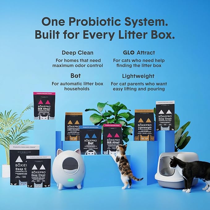 BoxiePro BOT Probiotic Cat Litter for Automatic Litter Boxes, Continuous Odor Control, Clumping Clay Kitty Litter, Odor Eliminating Probiotics, Low Dust, No Fragrances, 16 lb