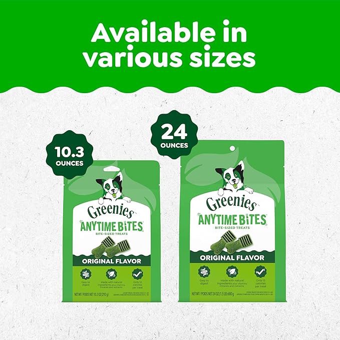 Greenies Anytime Bites Dog Treats, Original Flavor, Dog Training Treats, 10.3 oz. Bag