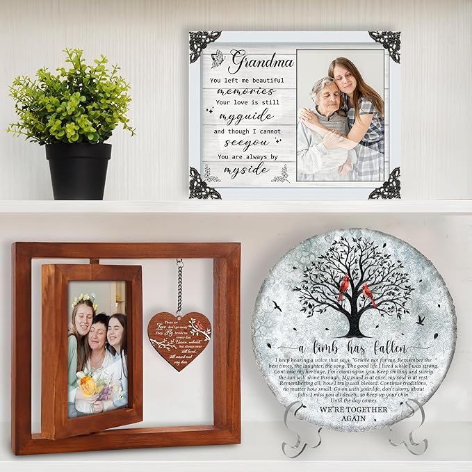 Rotating 4x6 Picture Frame Father's Day Wooden Gift Sympathy Loss of Dad Mom Grandpa Husband Step God Dad Friends Those We Love Memorial Keepsake Table Grief Funeral Decor In Memory Gift HR3-W