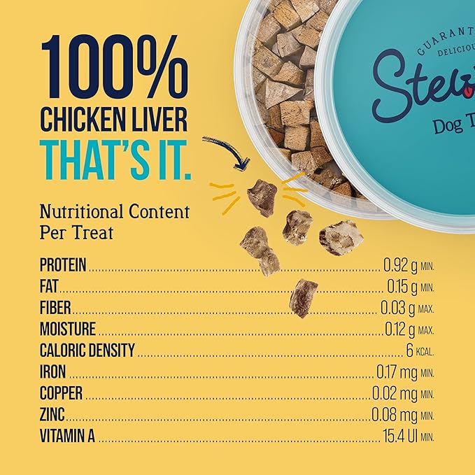 Stewart 100% Chicken Liver Dog Treats, 16.8 oz Tub, ~315 Pieces, Freeze Dried Raw, Single Ingredient, 60% Protein Training Treats or Meal Topper, Grain Free, Gluten Free