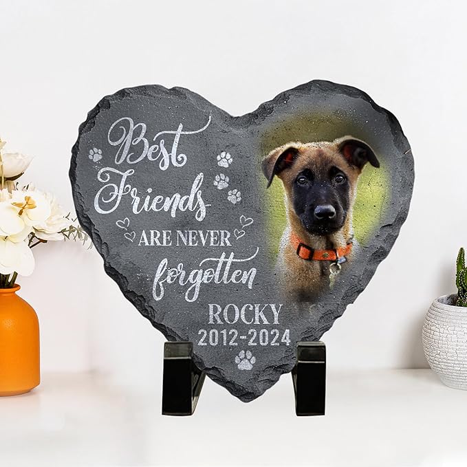 Personalized Dog Memorial Gifts for Loss of Dog, Custom Photo Pet Stone, Personalized Memorial Gifts for Pet Loss, Gift for Cat Lovers, Stones for Dogs, Cemetery Decorations for Grave Q3