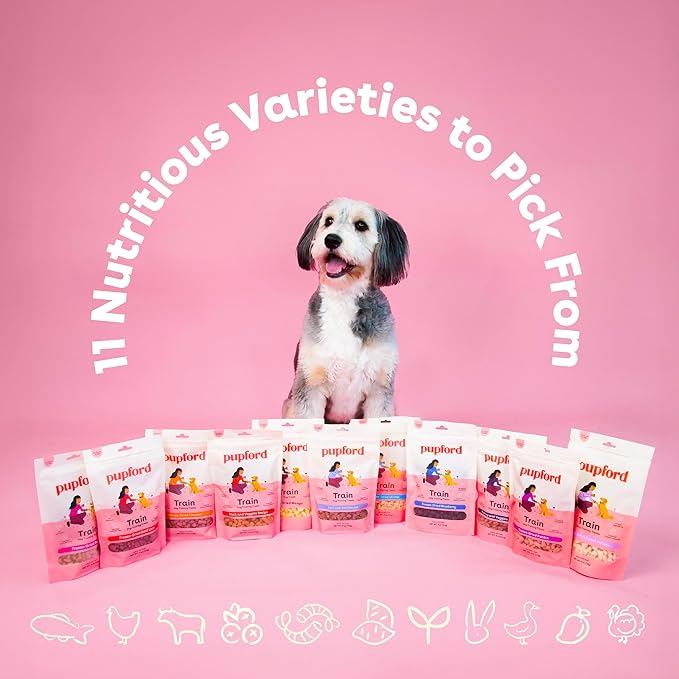 Pupford Freeze Dried Training Treats for Dogs & Puppies, 190+ Four Ingredient Bites (Duck & Veggies, 2.75 oz)