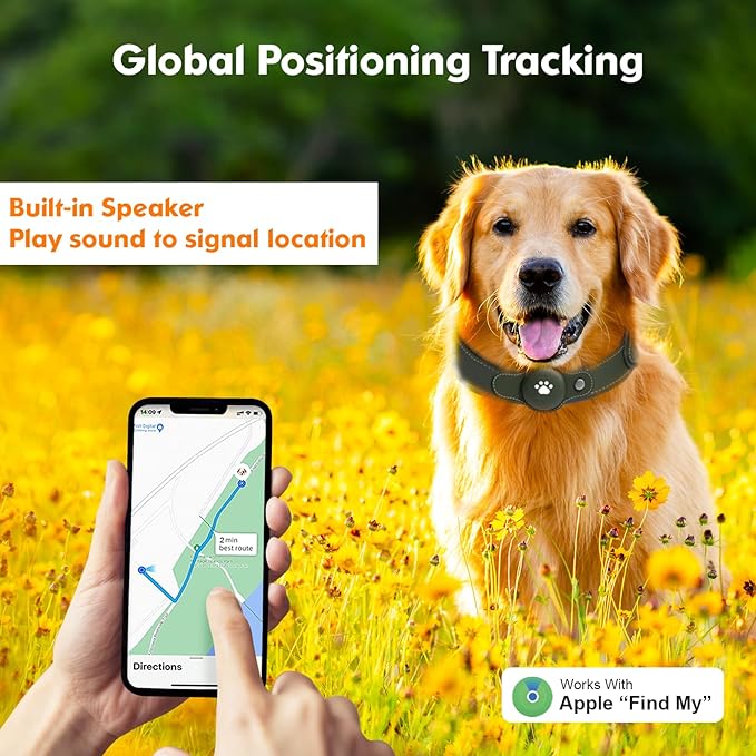 2-in-1 GPS Tracker for Dogs: Smart Collar with Real-Time Location, No Monthly Fee, Unlimited Range (iOS Only) GPS Tracker Dog Collar- Ideal for Small, Medium Large Dogs(Tracker Included)(Green)