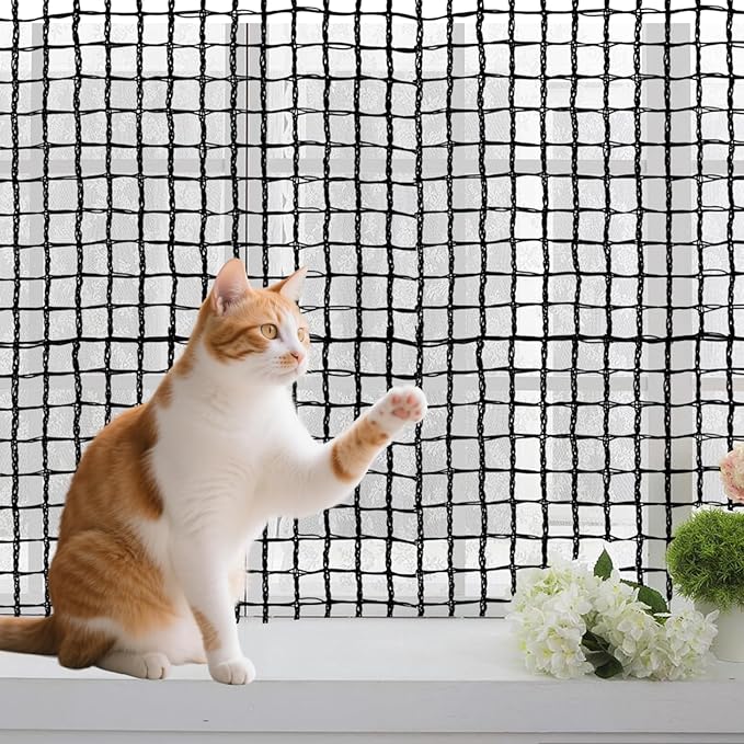 POYEE 10X20FT Cat Netting Balcony Protection Cat Barrier Balcony Safety Mesh Screen for Pets Catio for Apartment Balcony Window Stairs