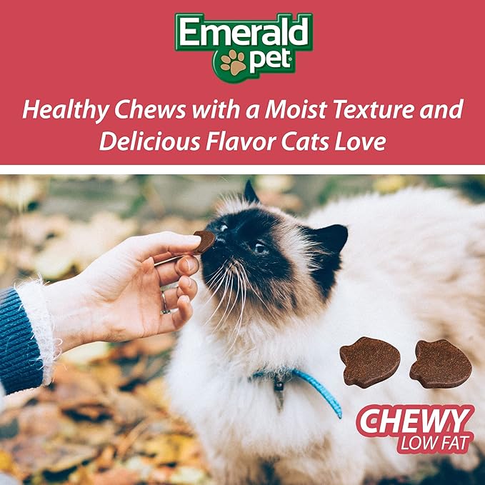 Emerald Pet Feline Health Chews UT Support — Natural Grain Free Urinary Tract Health Cat Chews — Cat Urinary Supplements with Cranberry, Chicory Root, and Dandelion Leaf Extract — Made in USA, 2.5 oz