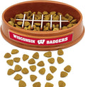 NCAA Super-Bowl - Wisconsin Badgers Slow Feeder Dog Bowl. Football Design Slow Feeding Cat Bowl for Healthy Digestion. Non-Slip Pet Bowl for Large & Small Dogs & Cats