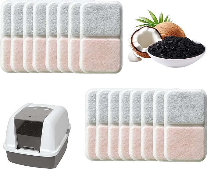 16 Pack Filter Replacement Compatible with Catit Airsift Jumbo/Regular/Smartsift Box, Dual Action Filter to Keep Catit Litter Box Fresh Smell，Cat Litter Box Filters Pads Replacement