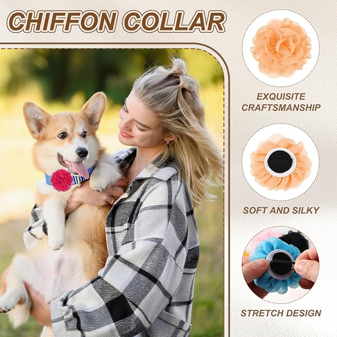 Dog Collar Flowers, Pet Flower Charms Soft Chiffon Cat Collar Bow Tie Floral Grooming Supplies, Intended for Dog