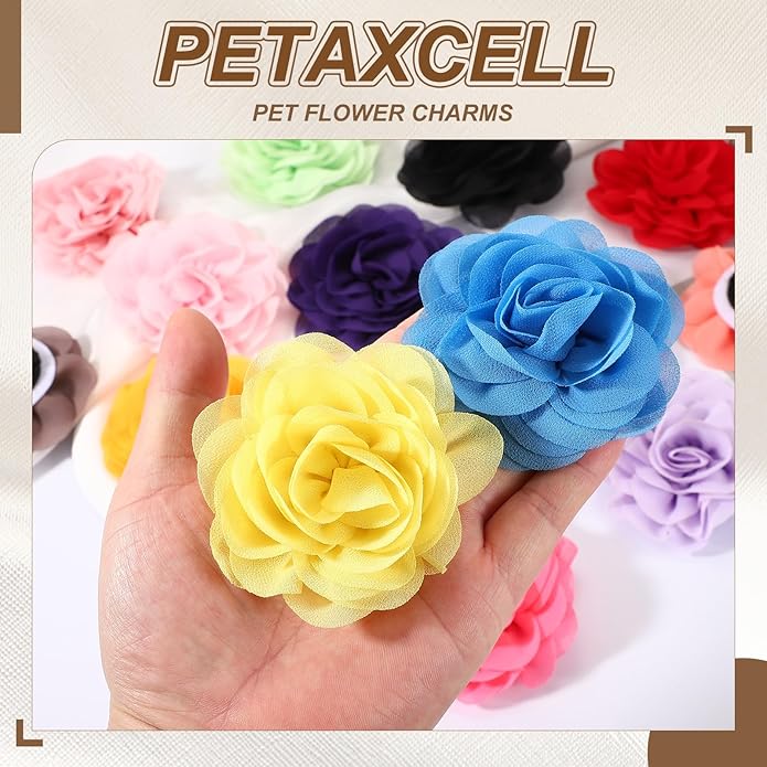 Dog Collar Flowers, Pet Flower Charms Soft Chiffon Cat Collar Bow Tie Floral Grooming Supplies, Intended for Dog