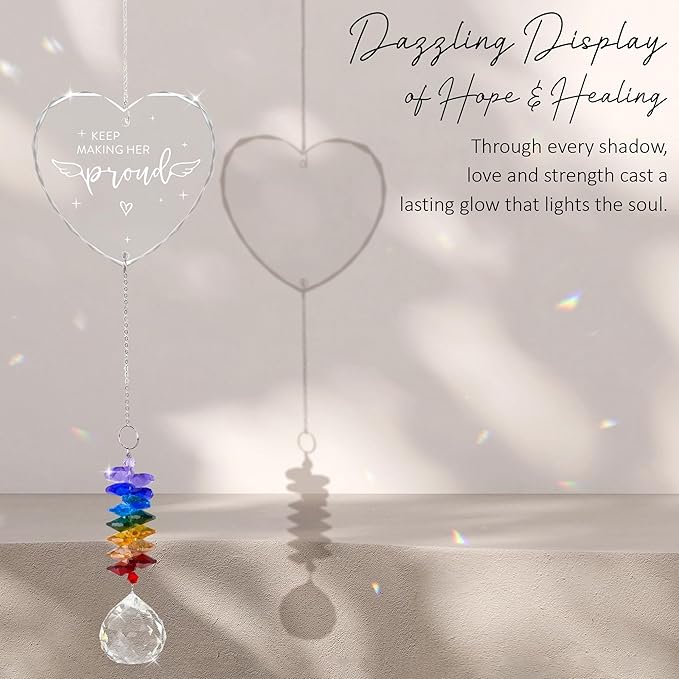 Memorial Suncatcher Sympathy Gift for Loss of Mother - Crystal Rainbow Maker - Bereavement Keepsake - Hanging Crystal Decor - Loss of Mom - Daily Remembrance