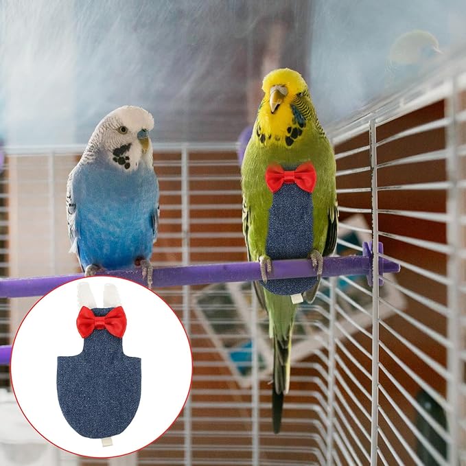 KOMBIUDA Bird Diaper Parrot Flight Suit Reusable Denim XL Size Protective Liner Clothes for African Grey and Cockatiel Outdoor Use