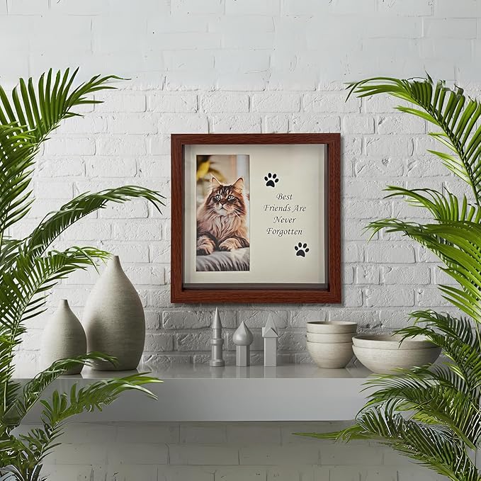 Dog Paw Print Kit for Dogs, Dog Picture Frame with Shatterproof Plexiglass, 4 Customizable Displays, 9”x9”, Pet Memorial Gift for Dogs, Loss of Pet Sympathy Gift, Pet Paw Print Impression Kit (Brown)