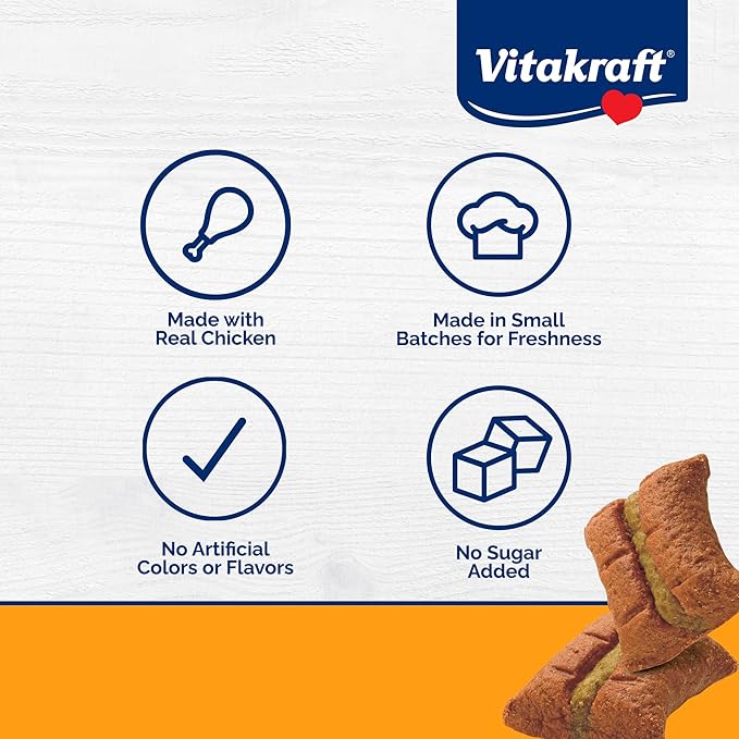 Vitakraft Meaty Morsels Dog Treat, Chicken Recipe with Sweet Potato, Value-Pack, 4 Count