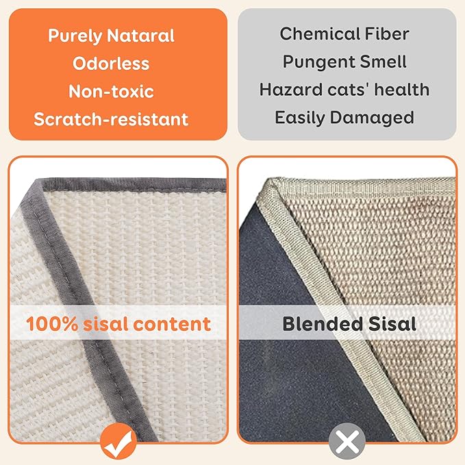 Extra-Larger Sisal Cat Scratcher Bed, Durable Cat Scratching Post with Hammock for Indoor Cats Lounger & Sleep & Scratch, Natural Sisal Cat Scratch Pad, Sturdy Solid Wood Frame (Upgraded Extra-Larger)