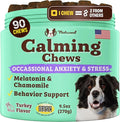 Natural Dog Company Calming Chews for Dogs, Stress & Anxiety Relief Supplement 90 cnt with Chamomile, Valerian Root & Melatonin, Natural Soothing Chews for Travel, Thunder, Fireworks & Separation