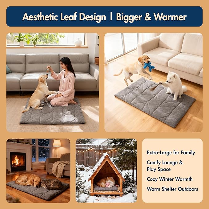 Dog Heating Pad (31"x20") - Waterproof Electric Heated Mat & Pet Bed for Indoor and Outdoor Use, Chew Resistant Cord, Machine Washable Cover with Wheat Pattern Quilting, for Cats and Pets