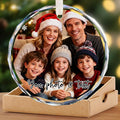 Personalized Christmas Ornaments with Photo - Custom Christmas Ornament - Customized Crystal Glass Christmas Tree Decor Gifts for Family, Couples, Friends, Pets, Baby