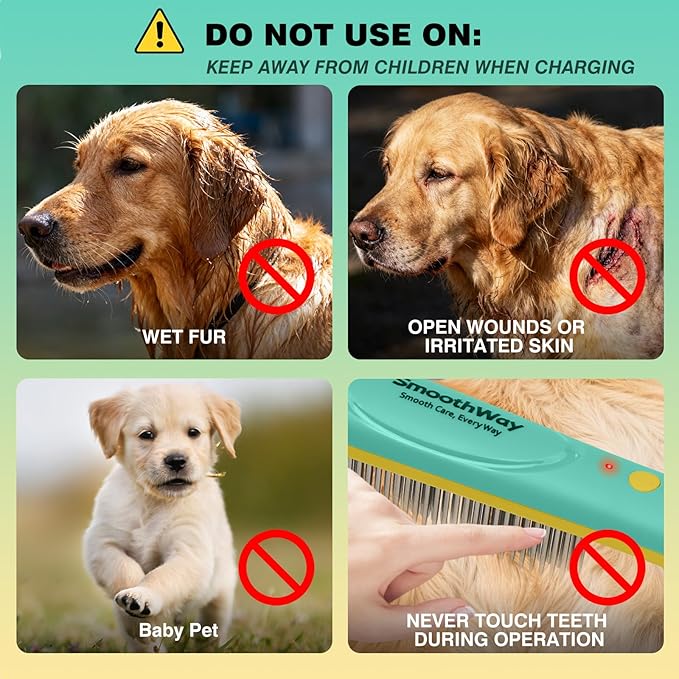 Professional 3-Row Tick & Flea Comb for Dogs & Cats - Stainless Steel Teeth with Negative Ion Anti-Static | Detangling Grooming Tool for Poodles, Shih Tzus & Long Haired Pets (One Size)