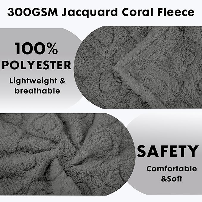gogobunny Calming Plush Dog Cat Blanket 300GSM Coral Fleece, Ultra-Soft Machine Washable Pet Bedding for Small Medium Dogs Cats Puppies Kittens (Anthracite, 30x40)