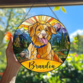 Custom Cat Portrait Art Suncatcher Stained Glass Window Hanging Remembrance Gift Indoor Decor Dog Bereavement Keepsake Loss of Pet Sympathy with Name Date Portrait