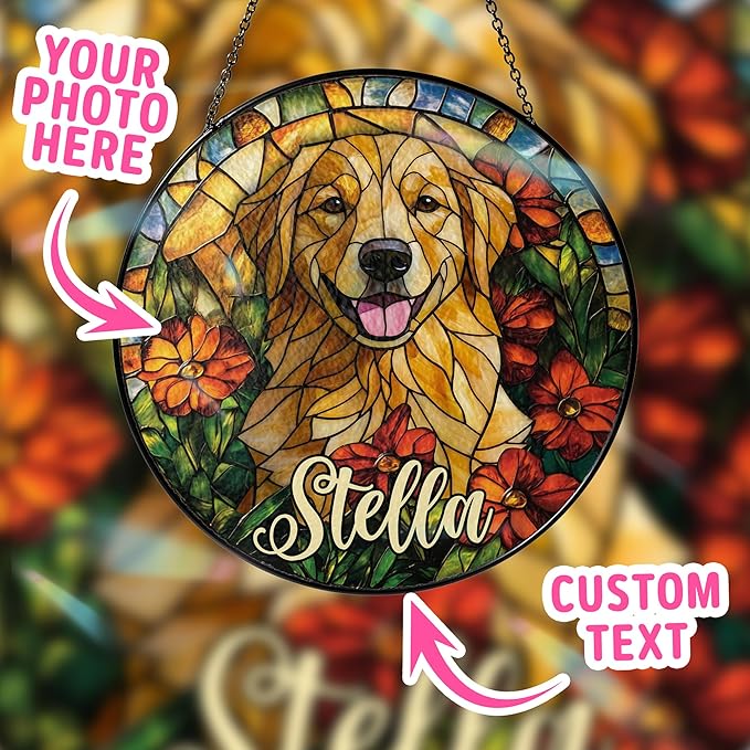 Custom Cat Portrait Art Suncatcher Stained Glass Remembrance Gift Cat Indoor Decor Window Hanging Dog Pet Bereavement Keepsake Loss of Pet