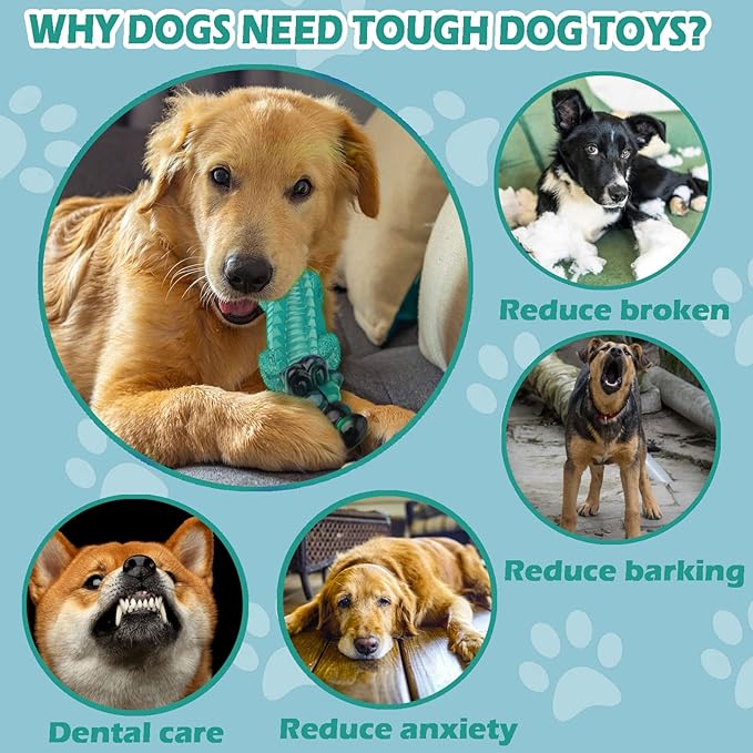 Dog Toys for Aggresive Chewers：Tough Dog Toys for Large Dogs - Indestructible Dog Toy- Heavy Duty Dog Toys for Small/Medium/Large Dogs Breed to Keep Them Busy