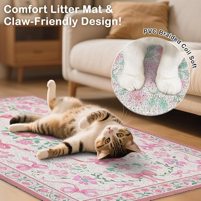 Unicorn Catcher Cat Litter Mat Non-Slip Bottom Litter Box Mat Urine-Proof Soft Litter Mat for Cats Waterproof Pads Protects Floors Cat Mat for Litter Box